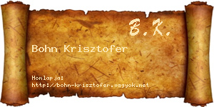 Bohn Krisztofer névjegykártya